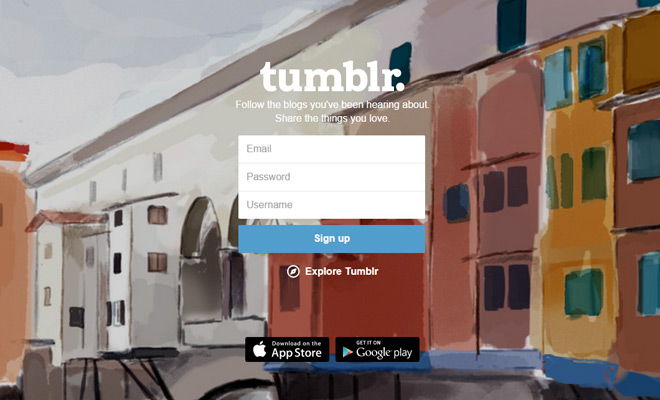 Tumblr's homepage