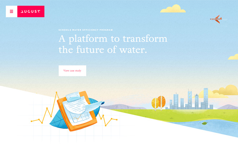 August digital marketing agency's website with custom illustration