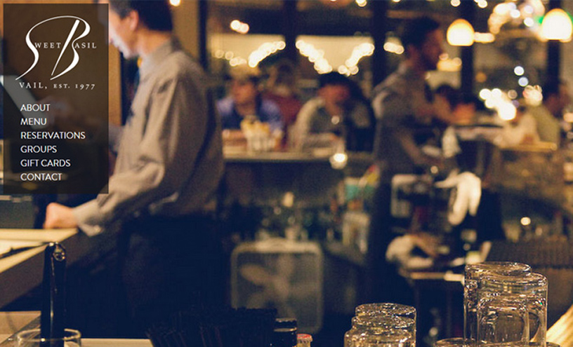 Sweet Basil's homepage with series of rotating photos