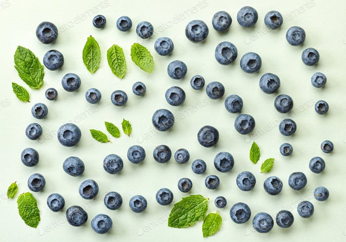 blueberry flat lay