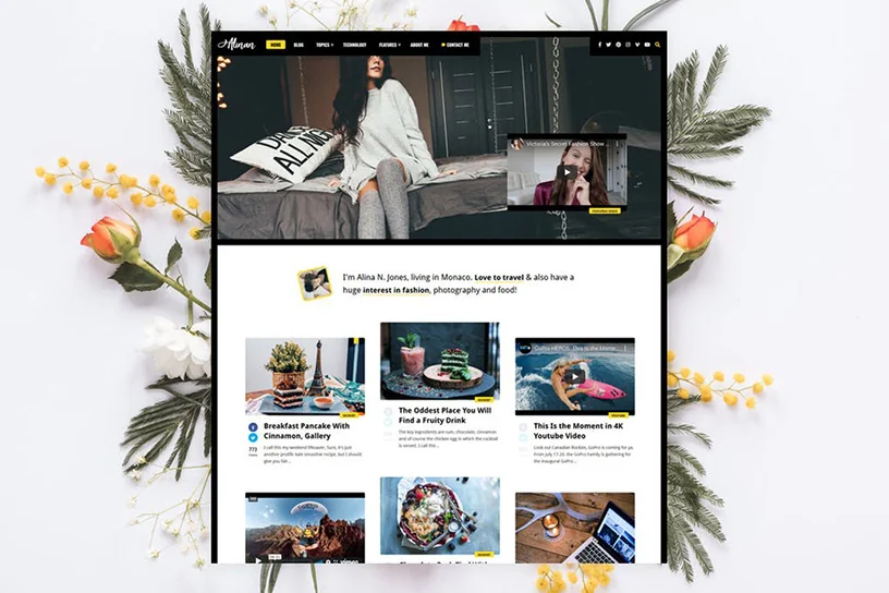 Alinan - Personal Blog / Vlog WordPress Theme features share buttons for ease of sharing.