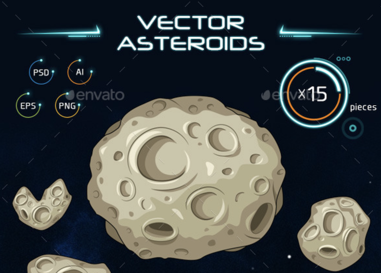 Set of Vector Asteroids Sprites