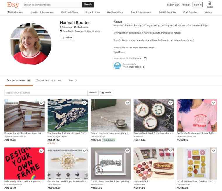 Etsy shop Hannah Boulter
