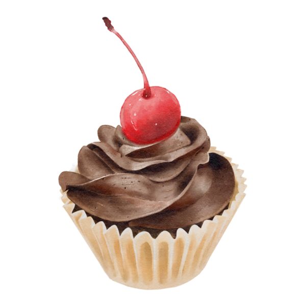 Chocolate cupcake with a cherry on top by Claudia V