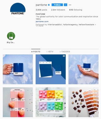 Pantone's Instagram account