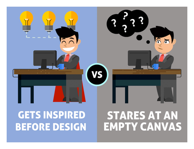 gets inspired before design vs stares at the empty canvas