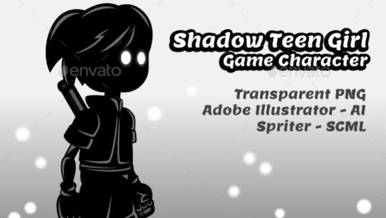 Shadow Teen Girl - Game Character Sprites