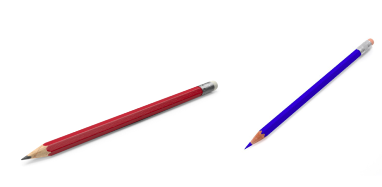 3D rendered pencil vs 2d pencil 