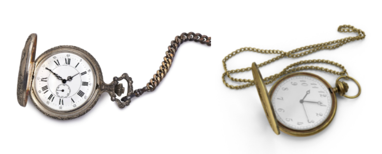 3D rendered Vintage Pocket watch vs 2d Vintage Pocket watch