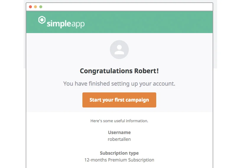 SimpleApp - Email Notification Sets