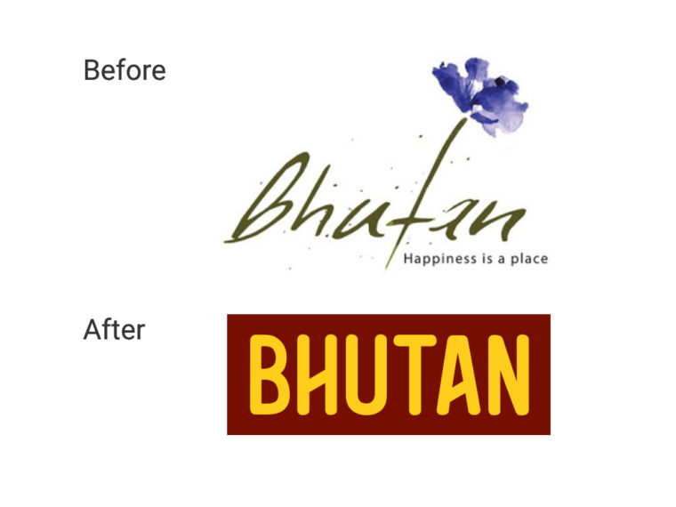 A comparison of the old and new bhutan logos
