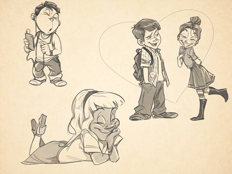 cartoon pencil drawing