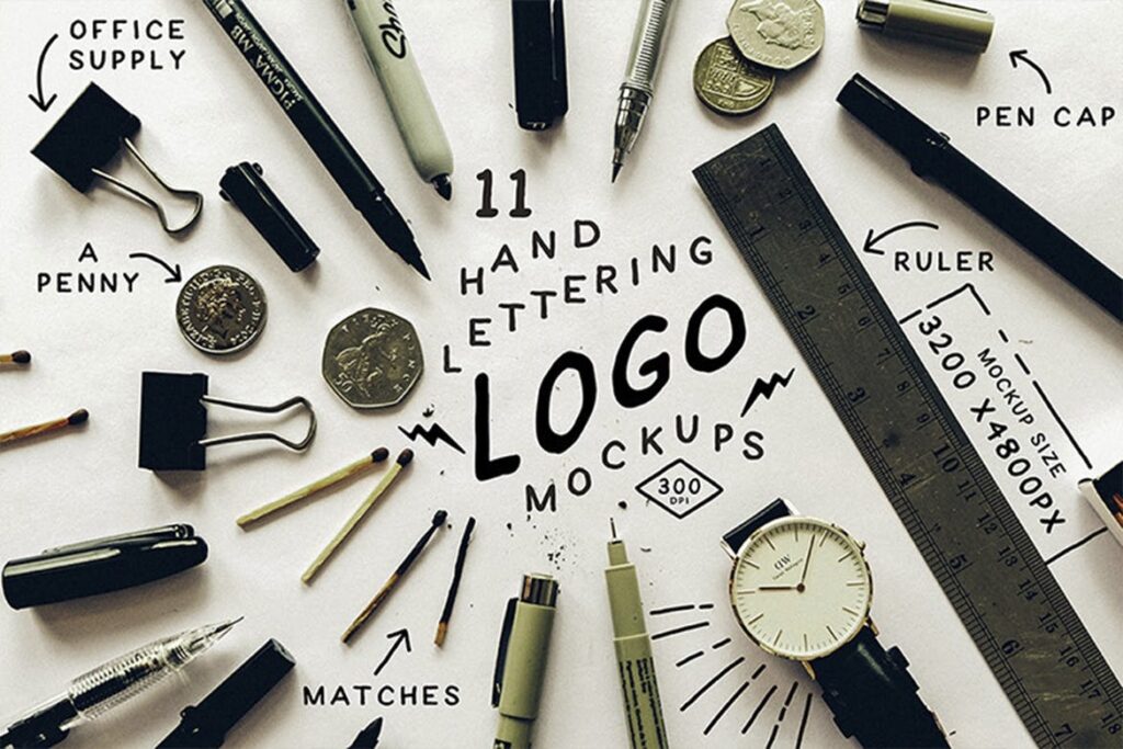 flat lay for a font design