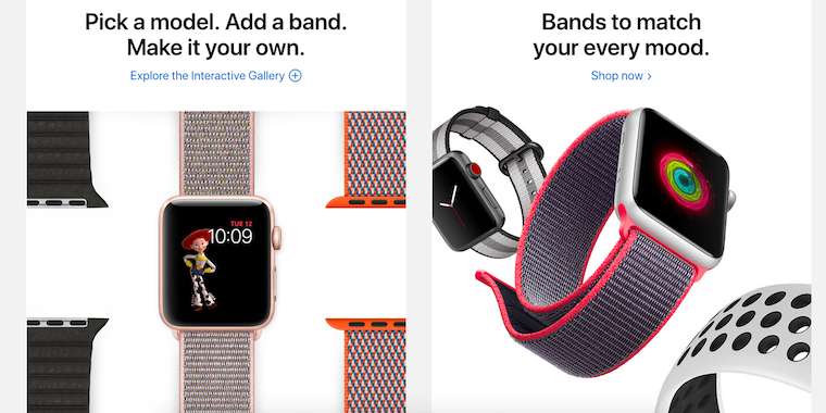 Flat lay photo on Apple watch website