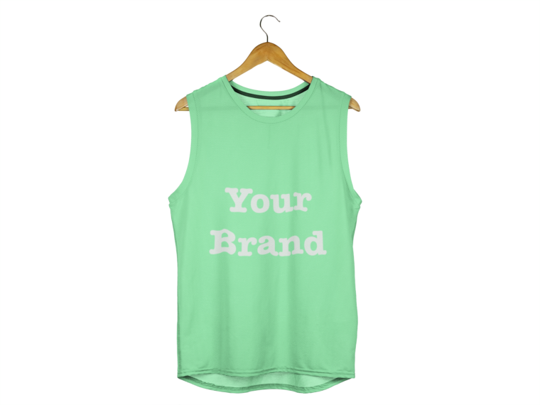 Product mockup vest on a coat hanger