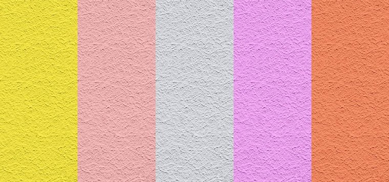 color scheme of yellow pink gray pink orange
