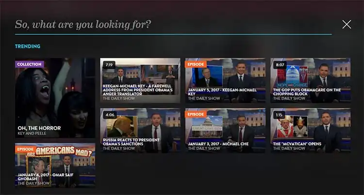 Comedy Central website search bar