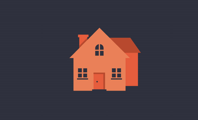 brown house on a black background