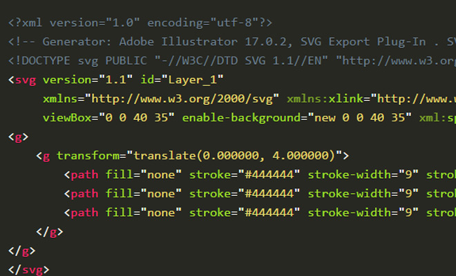 editing SVG XML code and customizing the file for animated effects