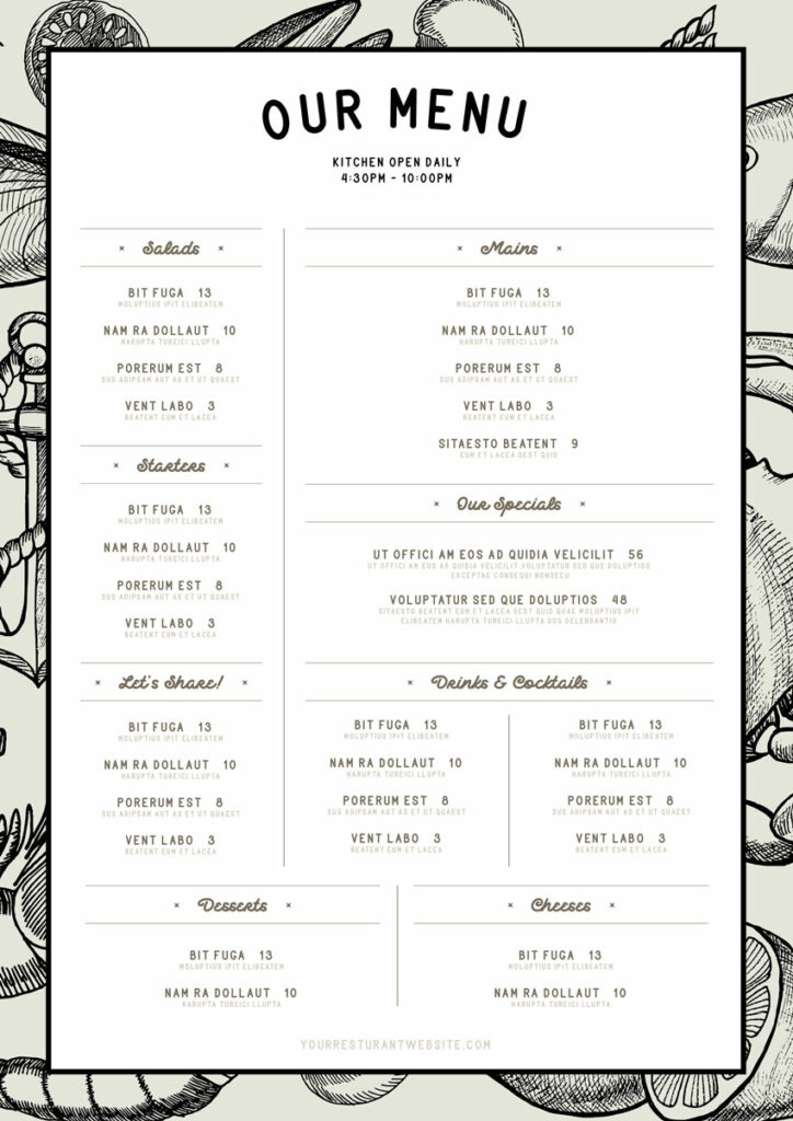 Restaurant menu template