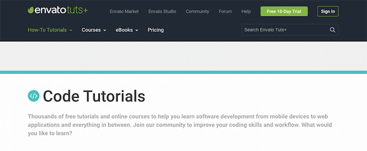 Code tutorials from Envato Tuts+