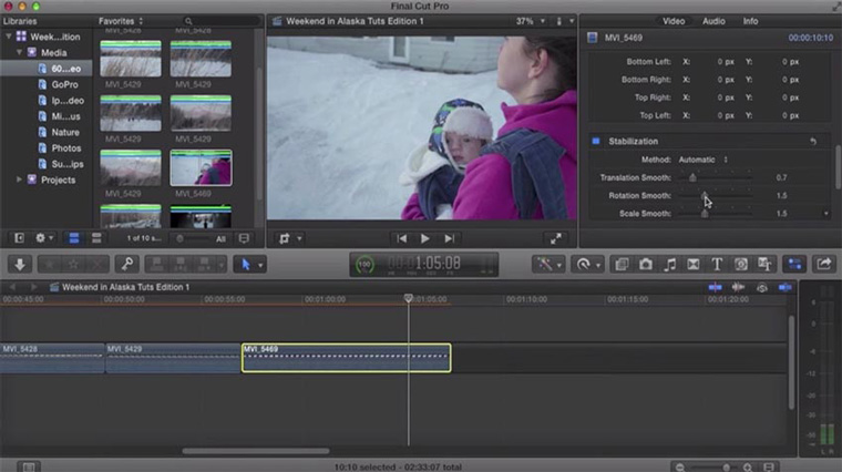 Stabilising video footage