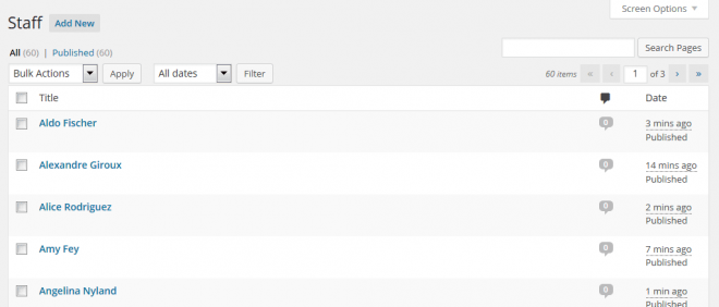 WordPress Admin View