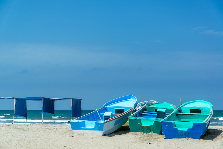 Blue Boats on Canoa Beach