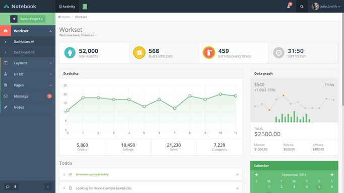 Notebook - Web App and Admin Template