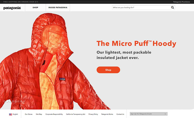 Patagonia’s home page