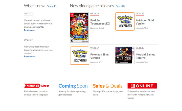 Nintendo’s official website