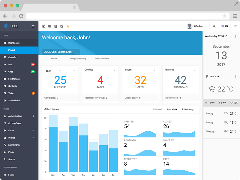 Fuse - Angular5+ & AngularJS & Bootstrap 4 HTML Material Design Admin Template by srcn