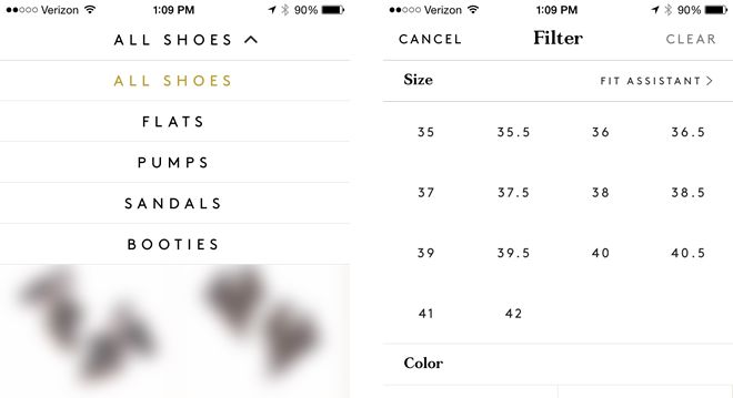 The simplified guest checkout process from Barneys New York (iPhone)