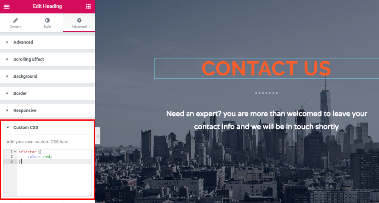 Creating a contact us page in Elementor