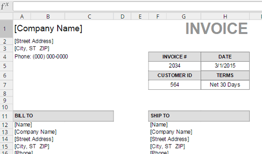 Screenshot of an Invoice Template