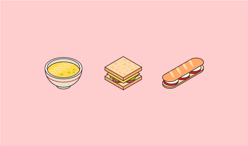 Isometric food icons