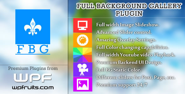 Full Width Background Gallery with Youtube Video HTML5