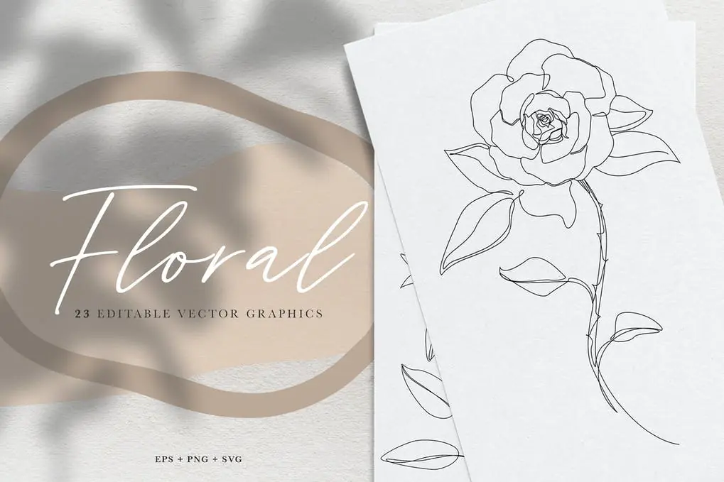 Floral Vector Line Art by Temaphoto