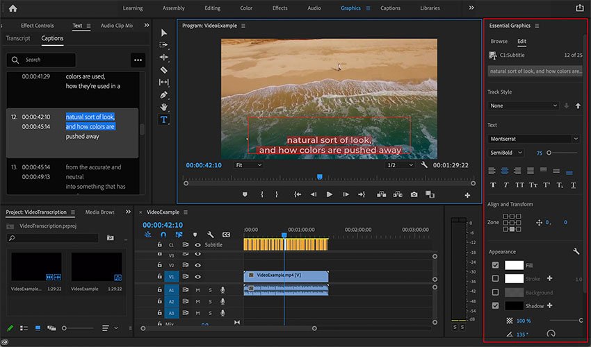 adding captions in premiere pro