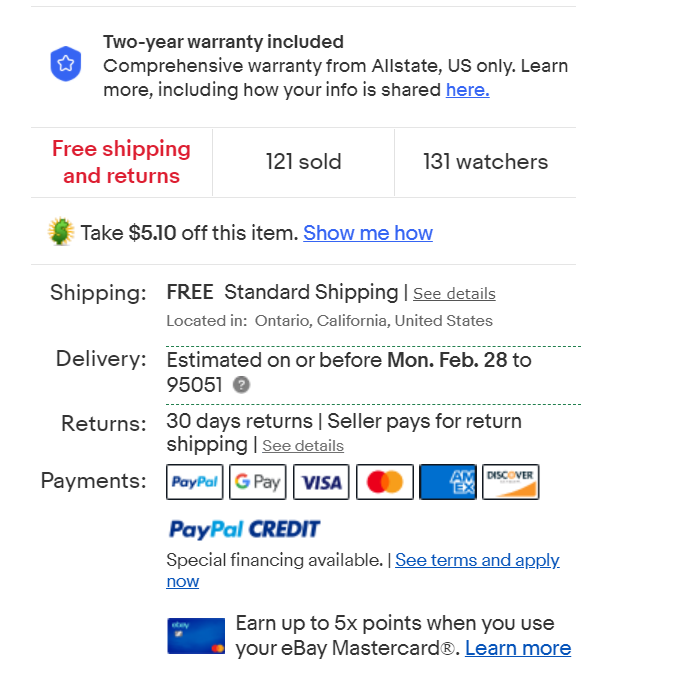 Multiple payment options