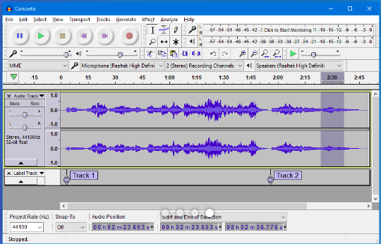 Audacity: Audio editing