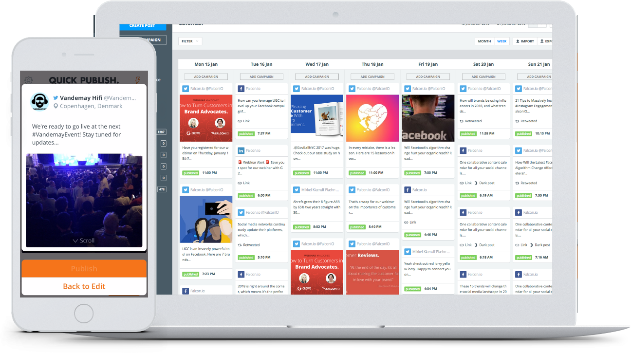 Falcon.io is a comprehensive social media marketing platform and a cohesive customer experience management tool. 