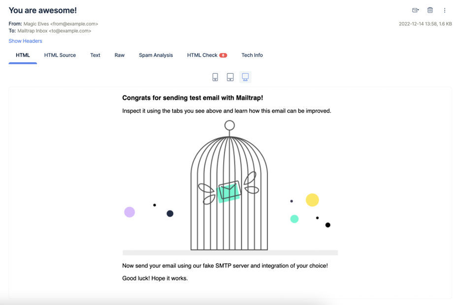 mailtrap testing example