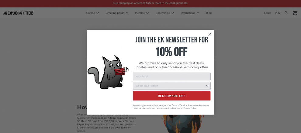 Exploding Kittens example of lead magnet