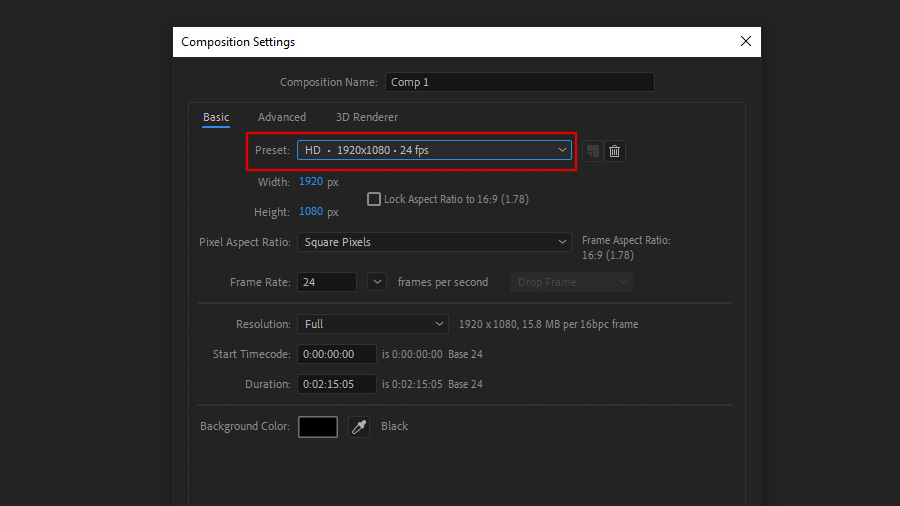Create a New Composition