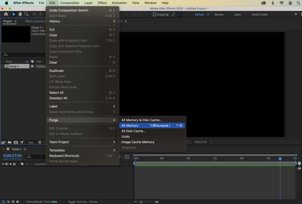 clear the after effects cache
