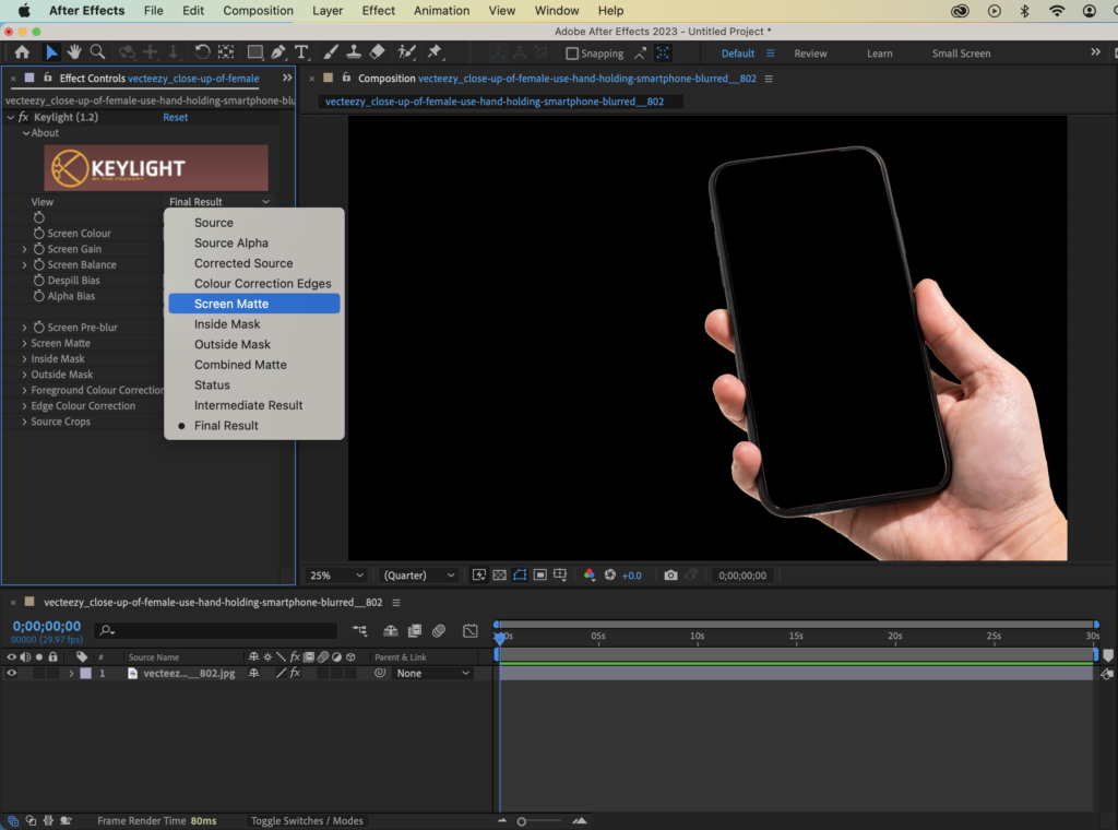 Adjust settings such as matte generation
