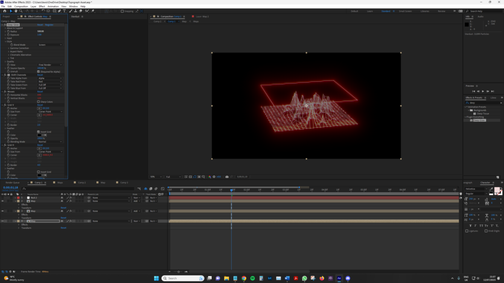 Adding the Deep Glow preset to a single pre-comp
