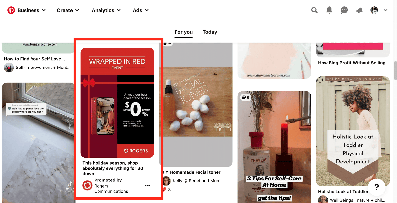 Pinterest ads example