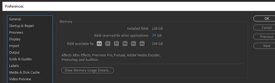 Allocate RAM Settings
